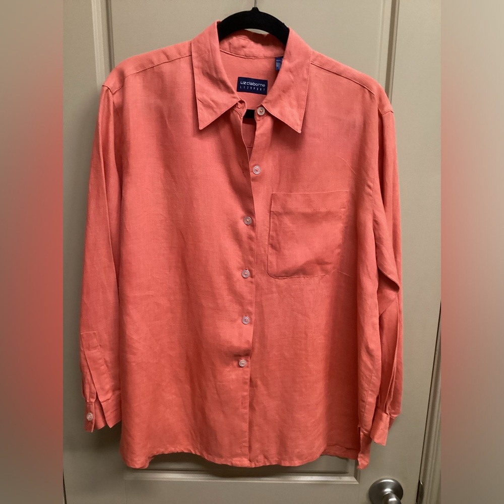 Liz Claiborne/Liz Sport 100% linen top sz M